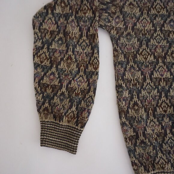 Vintage Jos A Bank Cotton Sweater Brown Multi Eclectic Grandpa Old Money XL - Picture 7 of 10